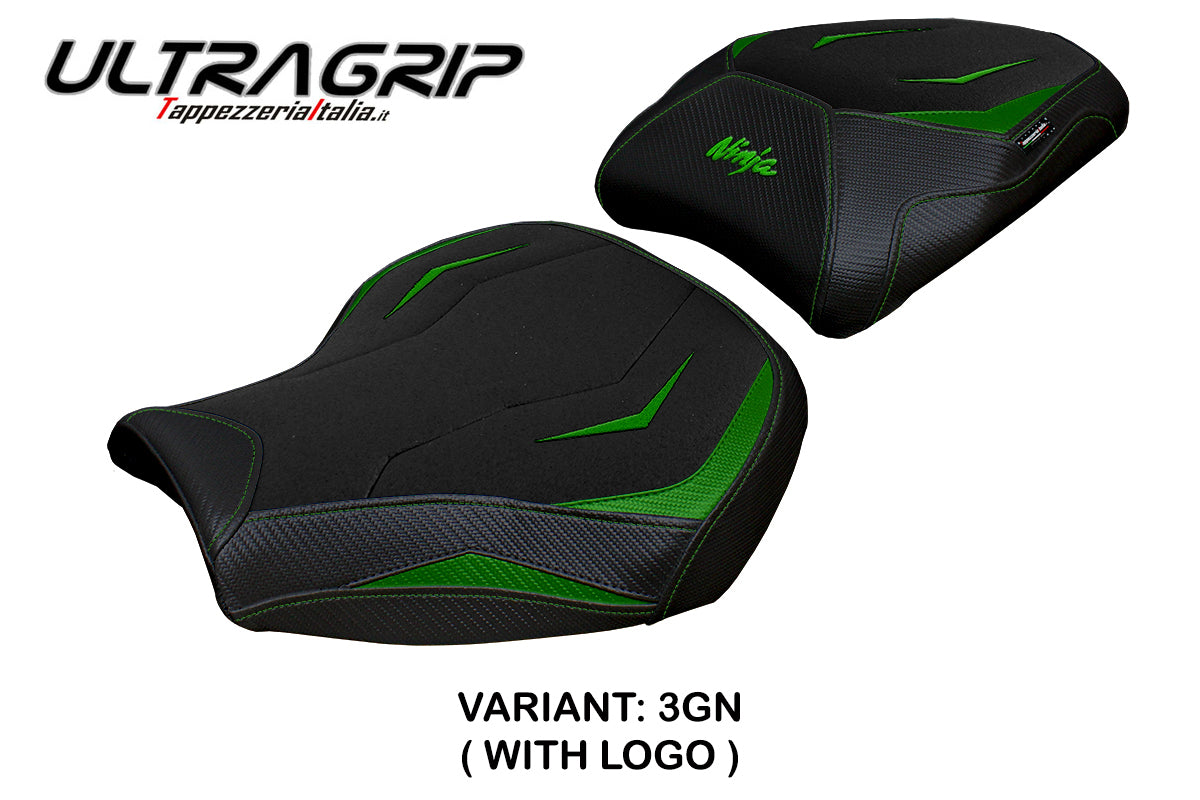 Funda de asiento Kawasaki Ninja H2 1000SX 2018-2025 Tappezzeria Italia TPZ Ultragrip en verde