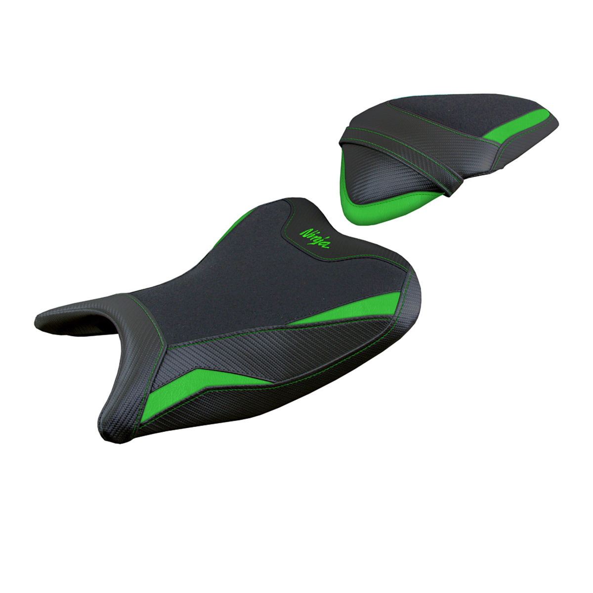 Funda de asiento Kawasaki Ninja 250 2018-2019 Tappezzeria Italia TPZ Ultragrip en verde y negro