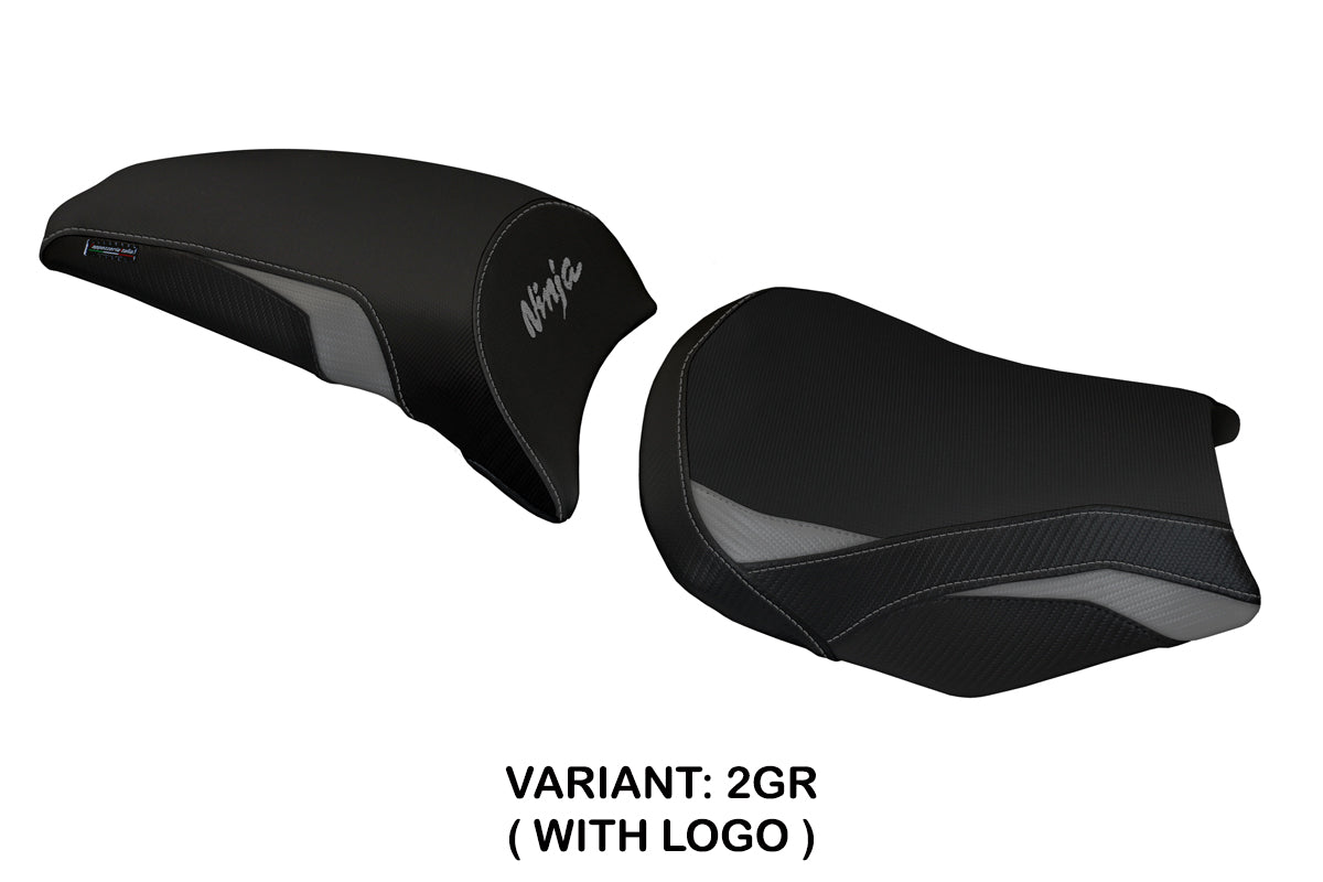 Funda de asiento Kawasaki Ninja 650 Z650 2017-2025 Tappezzeria Italia TPZ en gris y negro