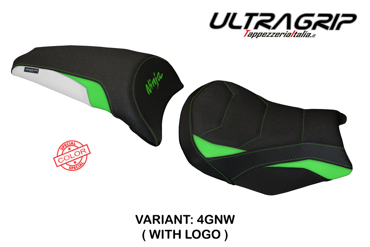 Kawasaki Ninja 650 Z650 2017-2025 Seat Cover Tappezzeria Italia TPZ Ultragrip in Green and White