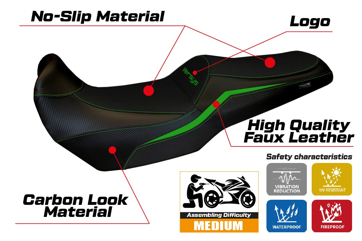 Funda de asiento Kawasaki Versys 1100 2025 Tappezzeria Italia TPZ Verde Negro