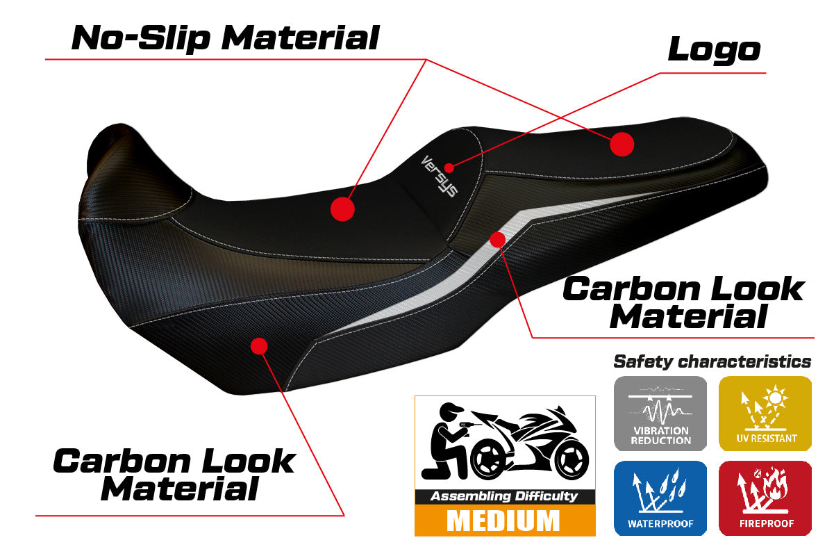 Kawasaki Versys 1000 2019-2024 Seat Cover Tappezzeria Italia TPZ in White and Black