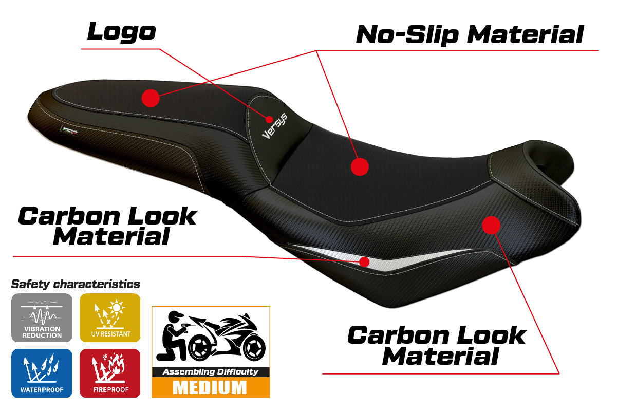 Kawasaki Versys 650 2007-2025 Seat Cover Tappezzeria Italia TPZ in White and Black