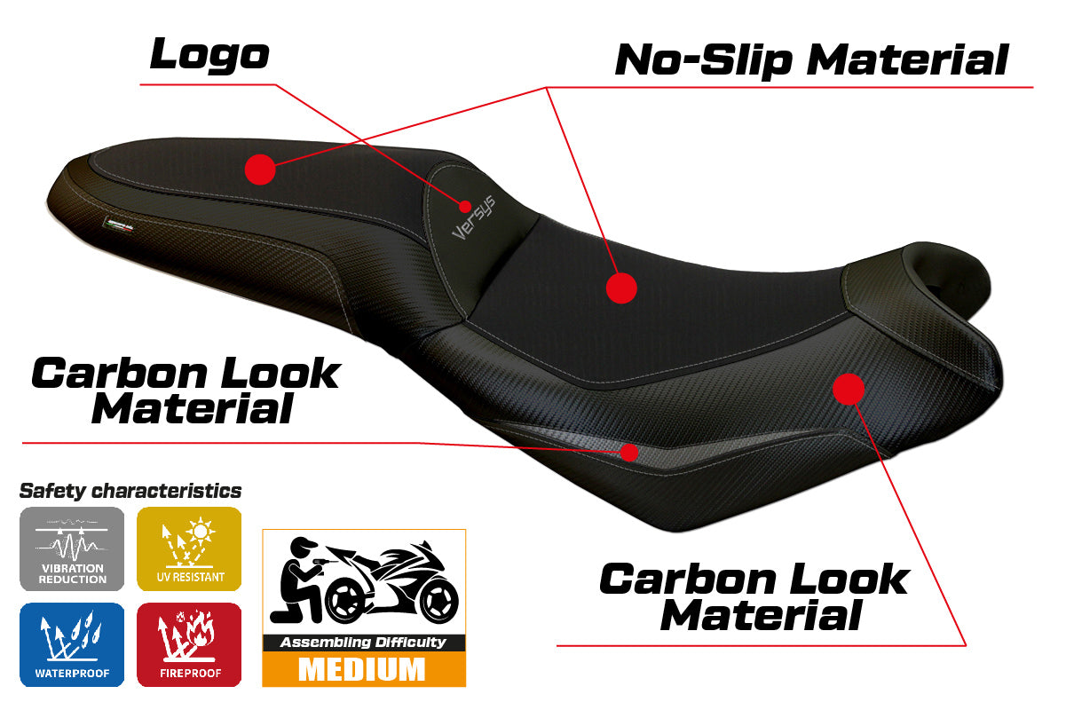 Kawasaki Versys 650 2007-2025 Seat Cover Tappezzeria Italia TPZ in Grey and Black