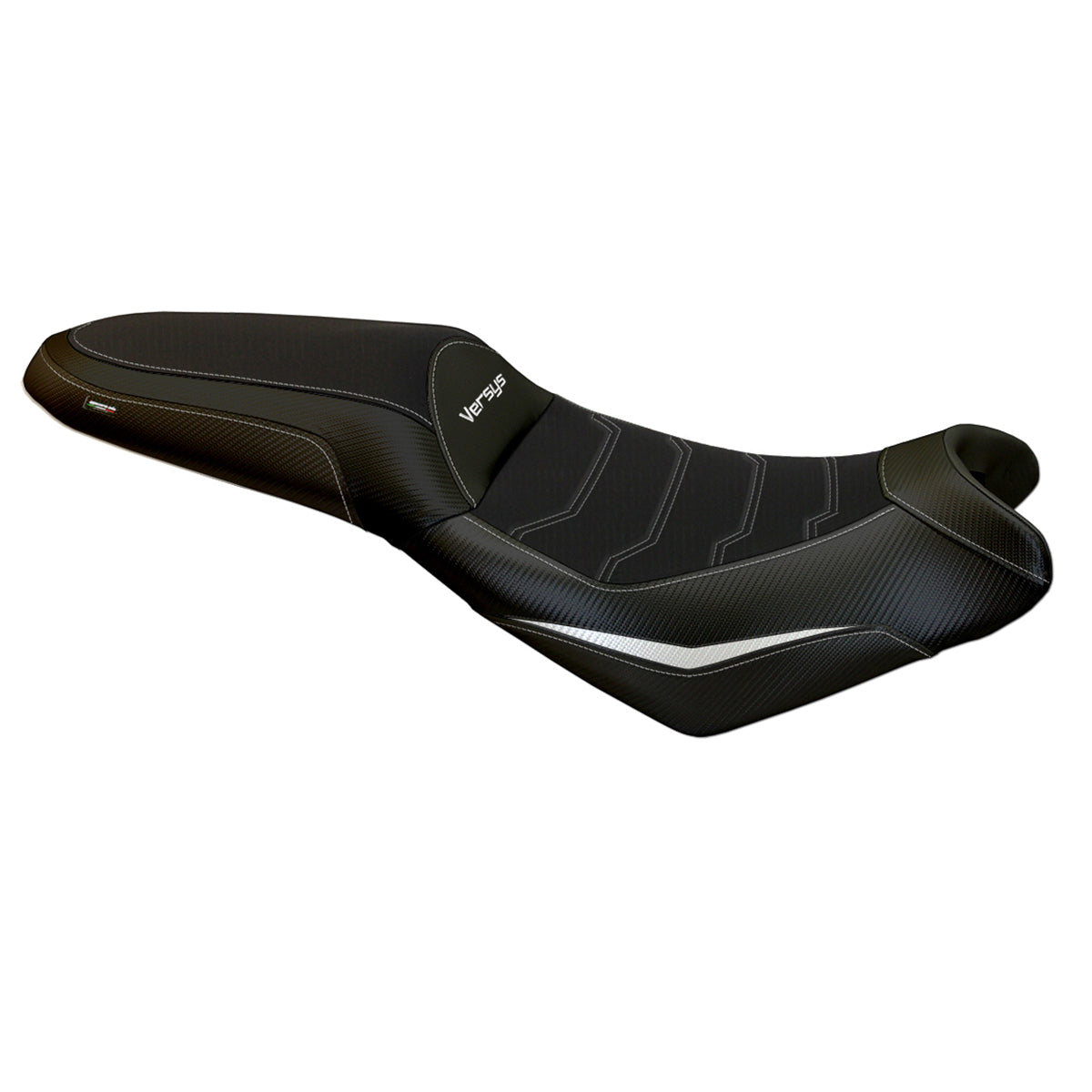 Funda de asiento Kawasaki Versys 650 2007-2025 Tappezzeria Italia TPZ Comfort en blanco y negro
