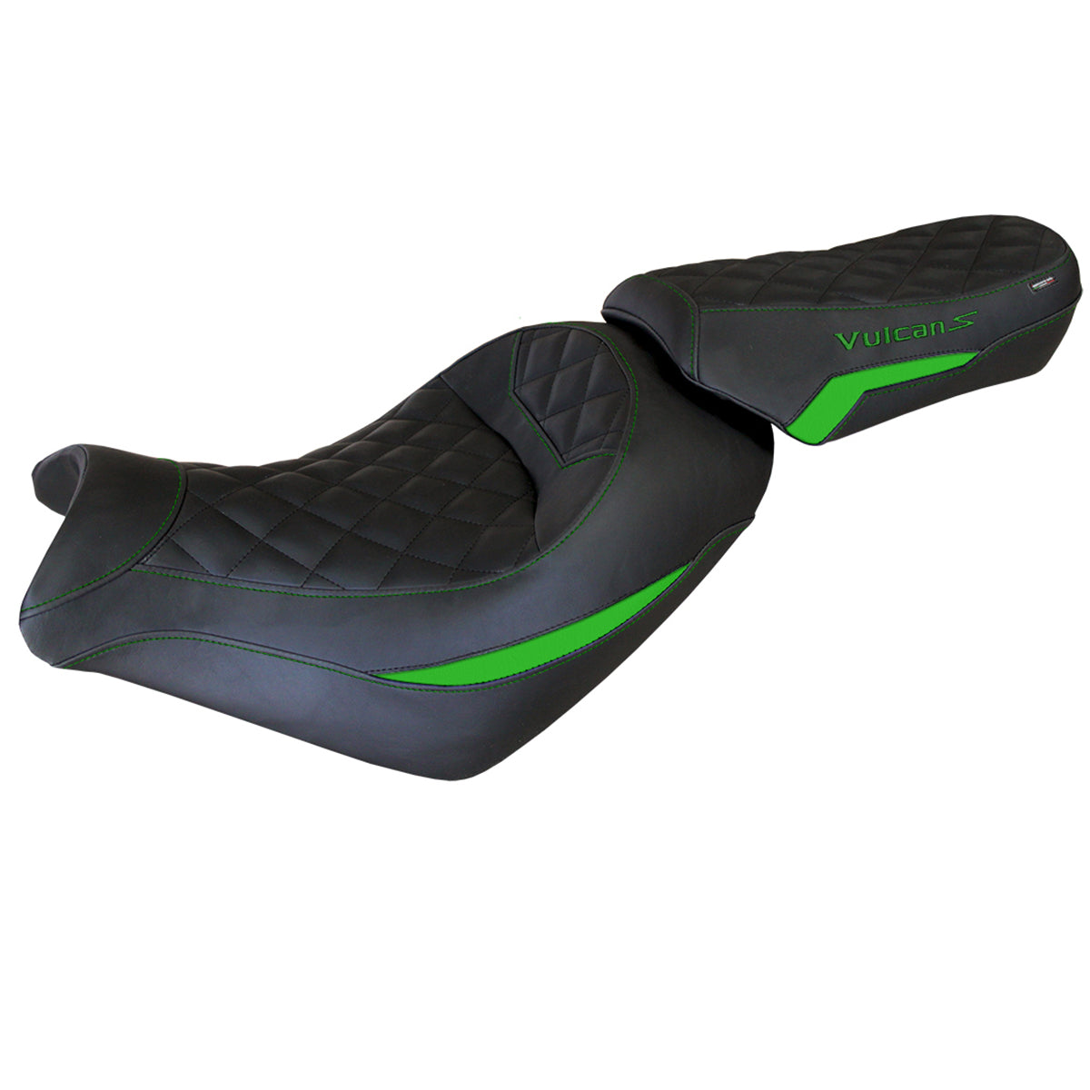 Funda de asiento Kawasaki Vulcan 650 S 2014-2025 Tappezzeria Italia TPZ en verde y negro