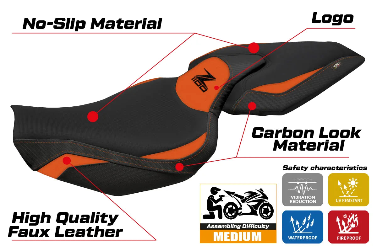 Kawasaki Z1100 2026 Seat Cover TPZ Italia Orange Black