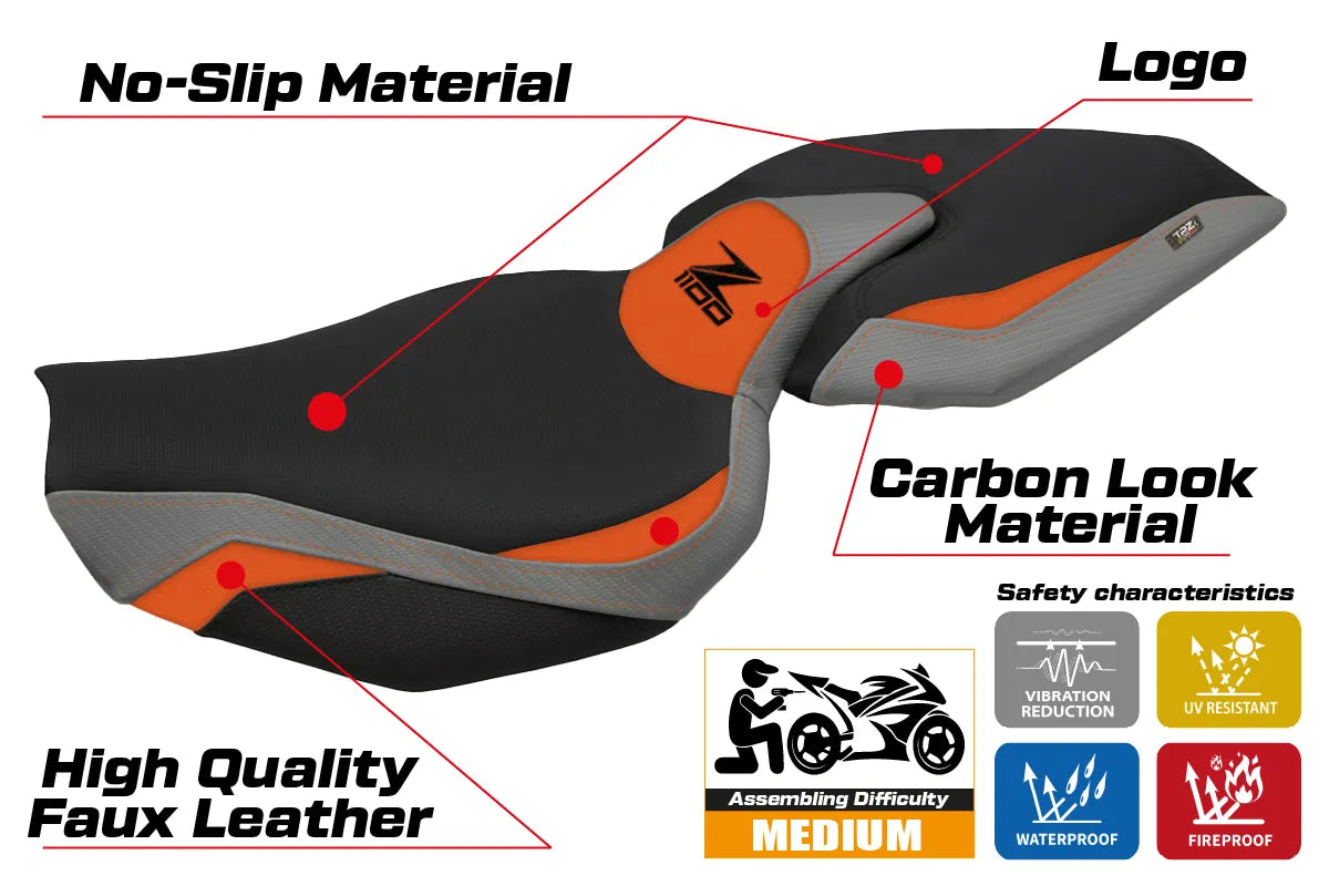 Kawasaki Z1100 2026 Seat Cover TPZ Italia Comfort Orange Grey Black