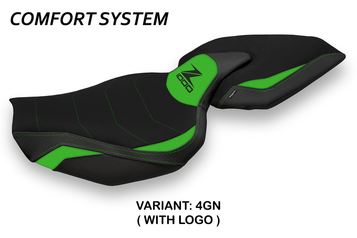 Kawasaki Z1000 2014-2021 Seat Cover Tappezzeria Italia TPZ Comfort in Green and Black