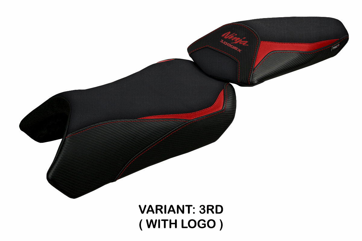 Funda de asiento Kawasaki Ninja 1000 / 1000 SX 2020-2024 Tappezzeria Italia TPZ en rojo y negro