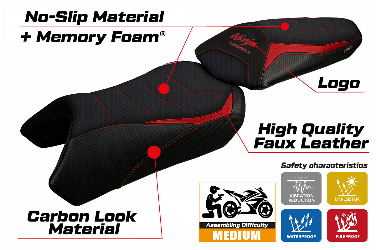 Kawasaki Ninja 1000 / 1000 SX 2020-2024 Seat Cover Tappezzeria Italia TPZ Comfort in Red