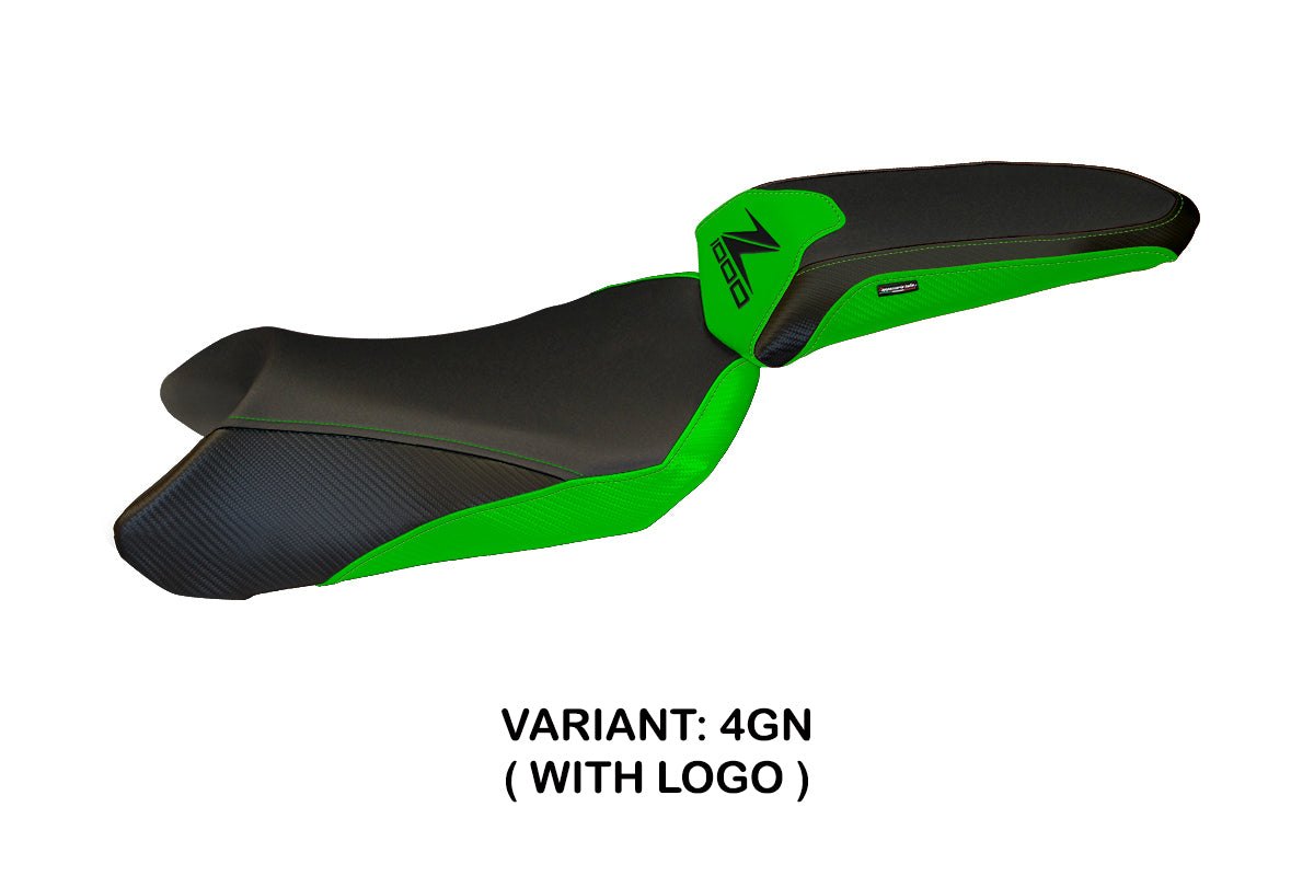 Funda de asiento Kawasaki Ninja 1000 Z1000 SX 2017-2019 Tappezzeria Italia TPZ en verde y negro