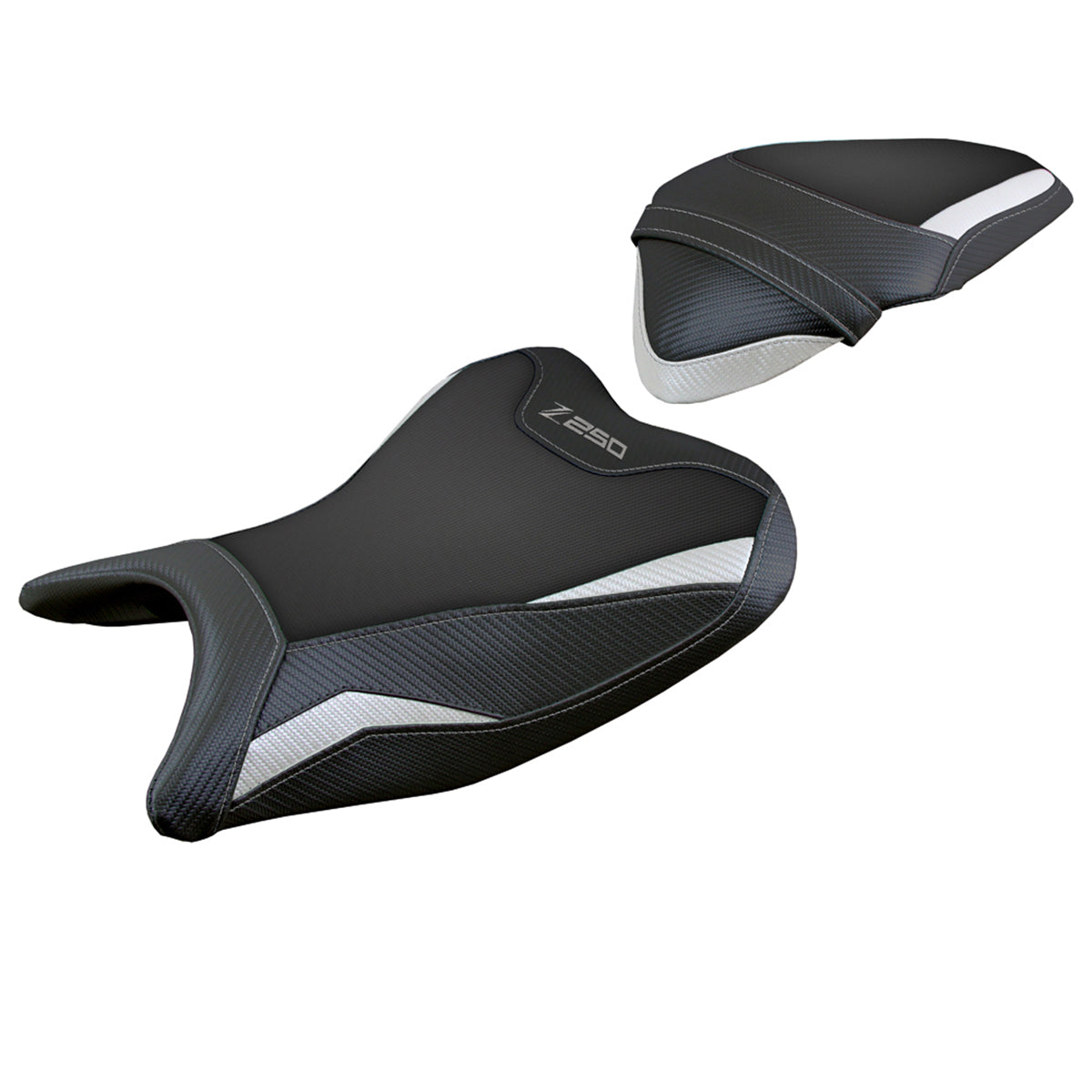Funda de asiento Kawasaki Z250 2019-2020 Tappezzeria Italia TPZ en blanco y negro