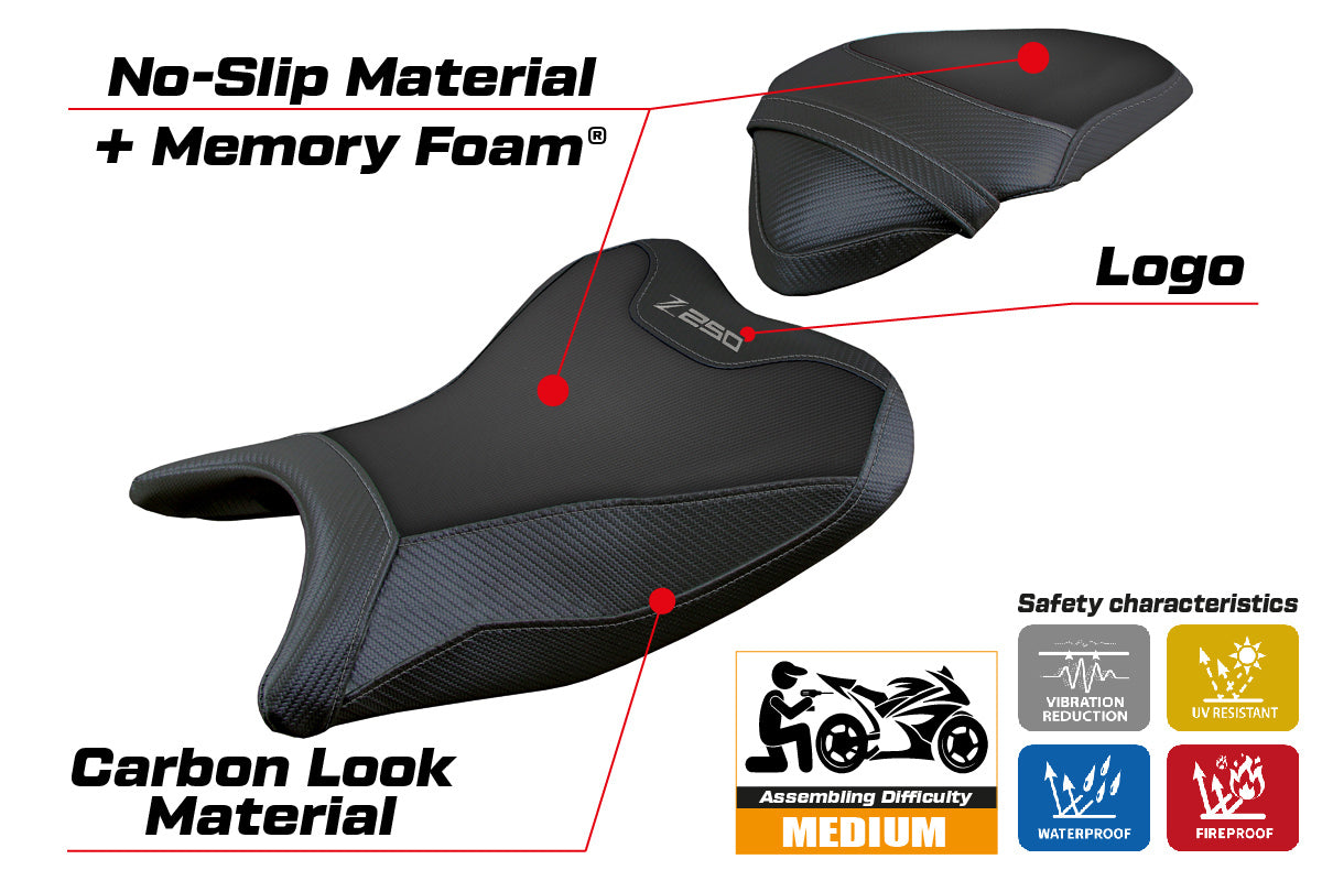 Kawasaki Z250 2019 2020 Seat Cover Tappezzeria Italia TPZ Comfort in Black