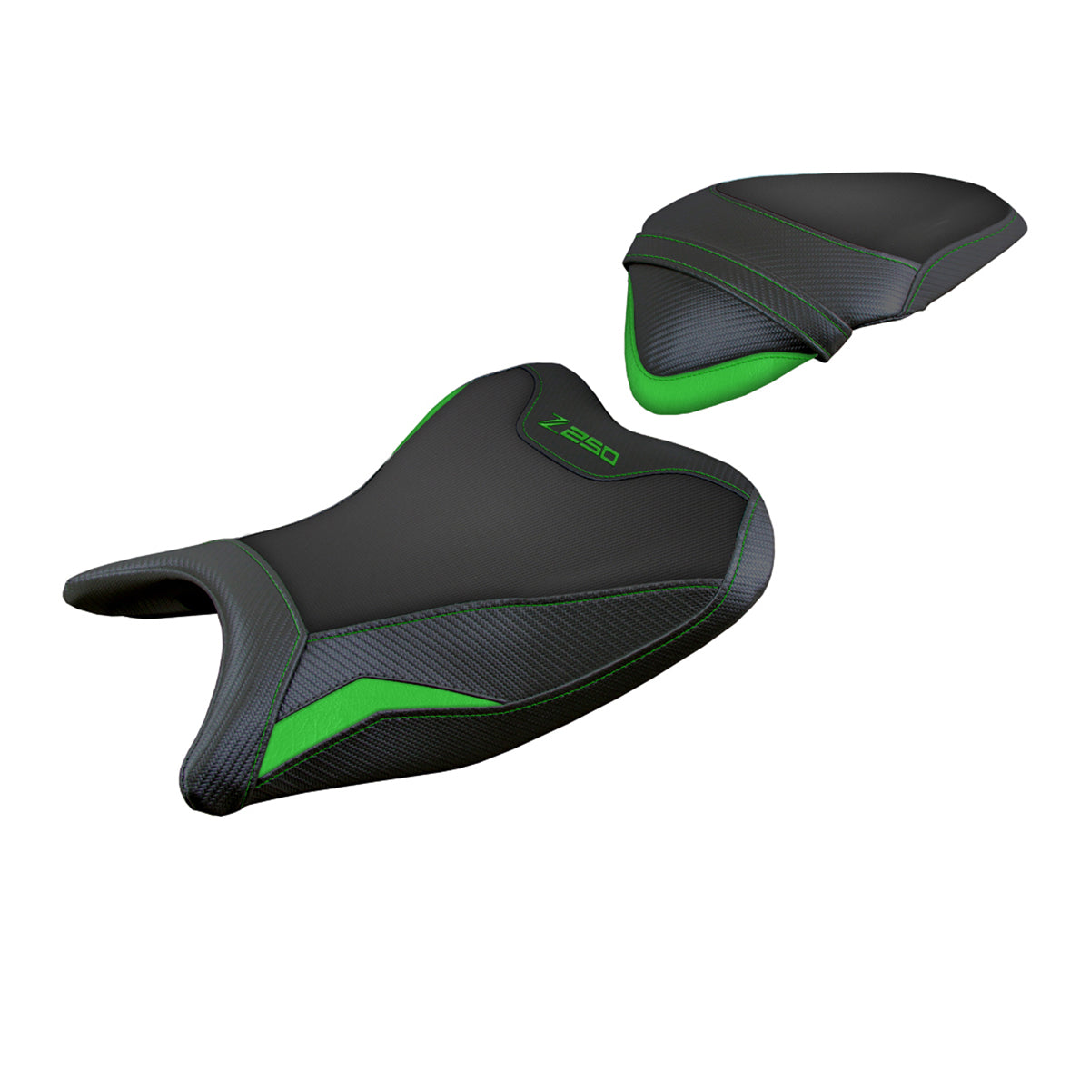 Kawasaki Z250 2019 2020 Seat Cover Tappezzeria Italia TPZ Comfort in Green and Black