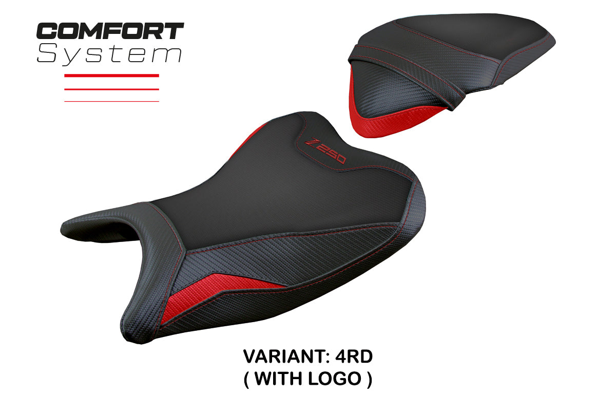 Kawasaki Z250 2019 2020 Seat Cover Tappezzeria Italia TPZ Comfort in Red and Black