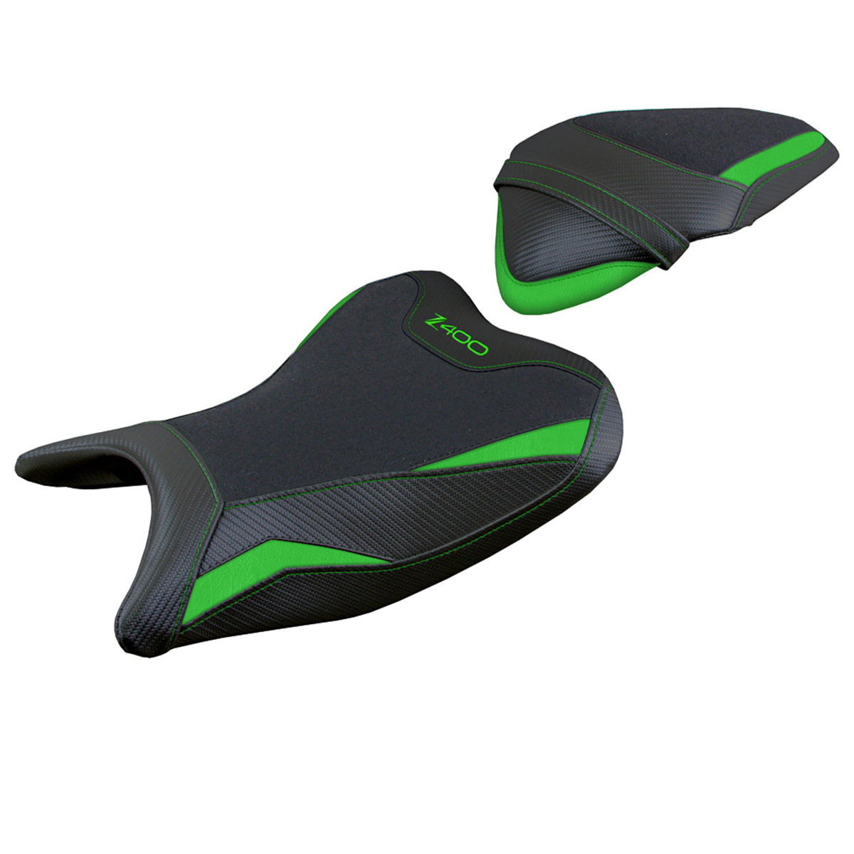 Funda de asiento Kawasaki Z400 2018-2023 Tappezzeria Italia TPZ Ultragrip Verde Negro