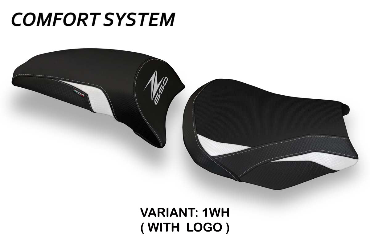 Funda de asiento Kawasaki Z650 2017-2025 Tappezzeria Italia TPZ Comfort en blanco y negro