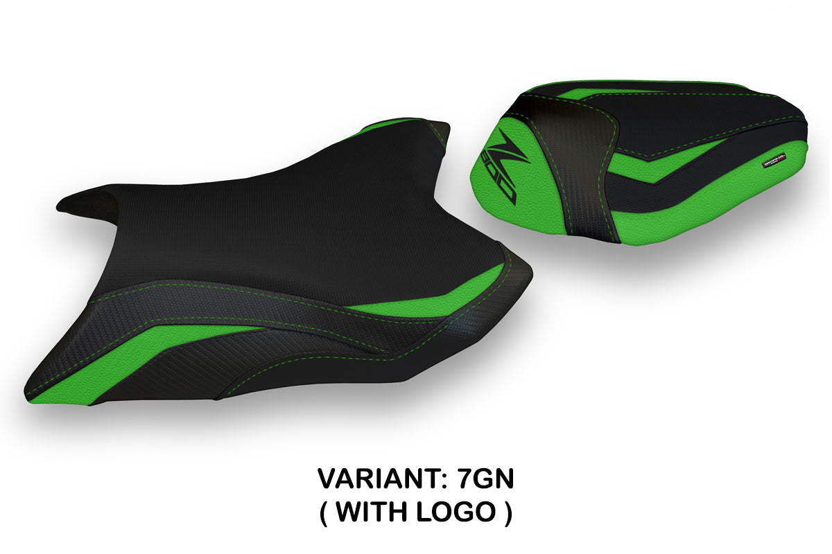 Funda de asiento Kawasaki Z800 2013-2016 Tappezzeria Italia TPZ en verde y negro