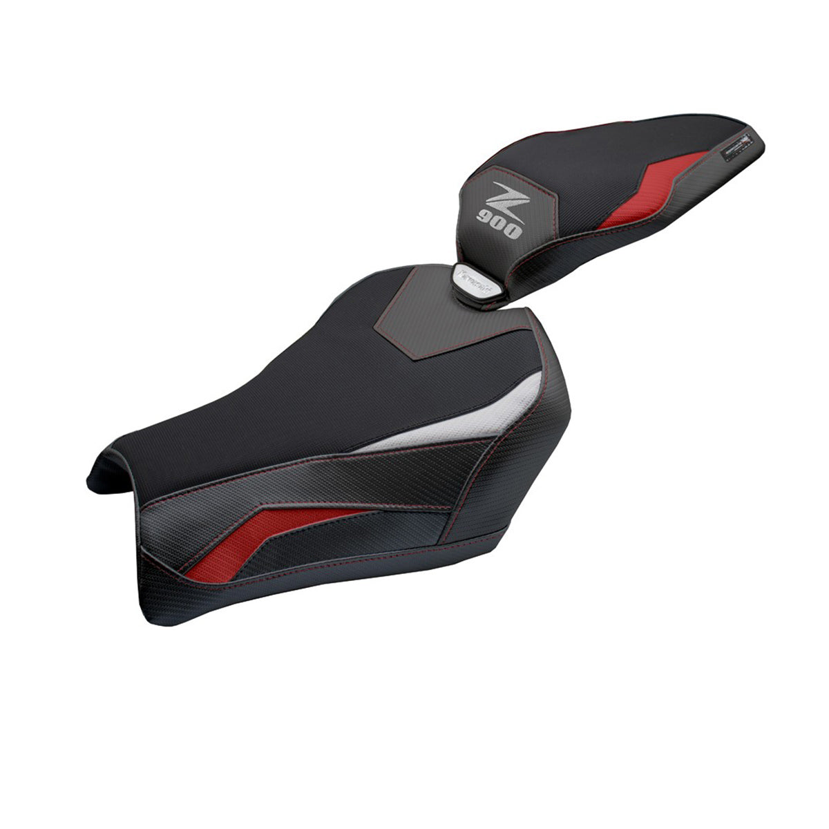 Funda de asiento Kawasaki Z900 2025 Tappezzeria Italia TPZ Rojo Plata Negro