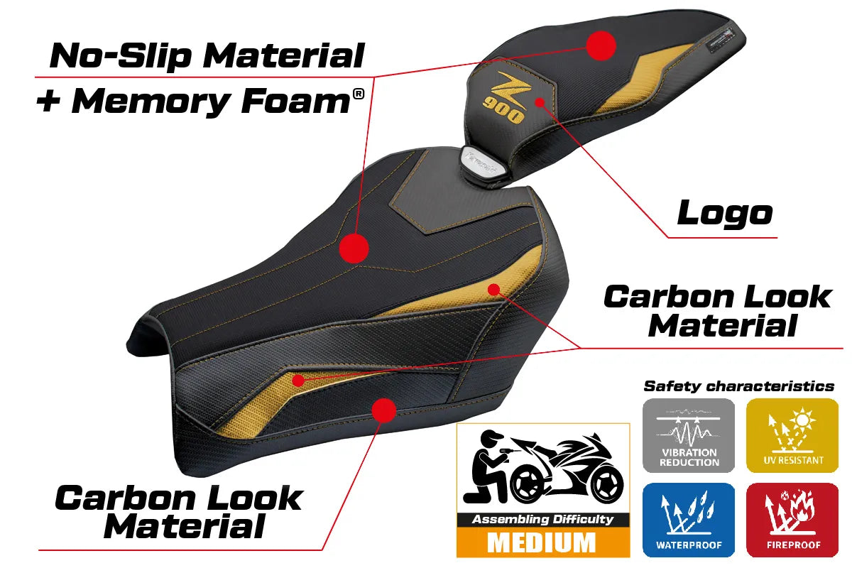 Kawasaki Z900 2025-2026 Seat Cover TPZ Italia Comfort Gold Black