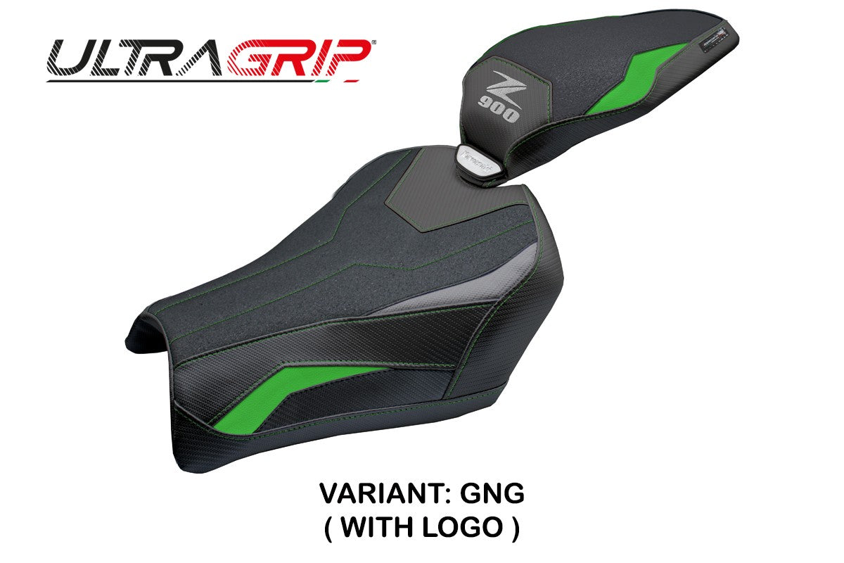 Funda de asiento Kawasaki Z900 2025 Tappezzeria Italia TPZ Ultragrip Verde Gris Negro