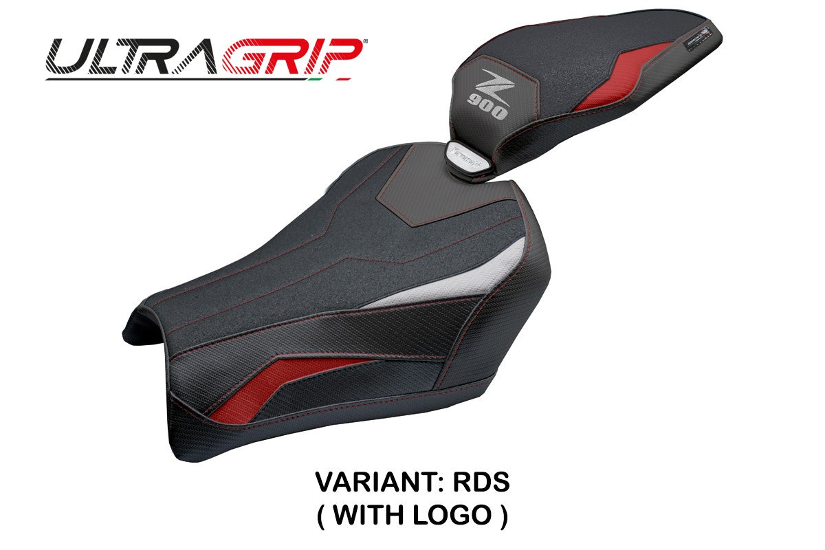 Funda de asiento Kawasaki Z900 2025 Tappezzeria Italia TPZ Ultragrip Rojo Plata Negro