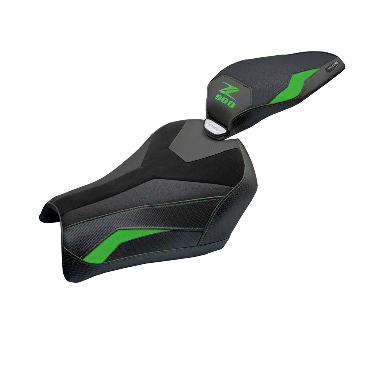 Funda de asiento Kawasaki Z900 2025 Tappezzeria Italia TPZ Velvet Ultragrip Verde Negro