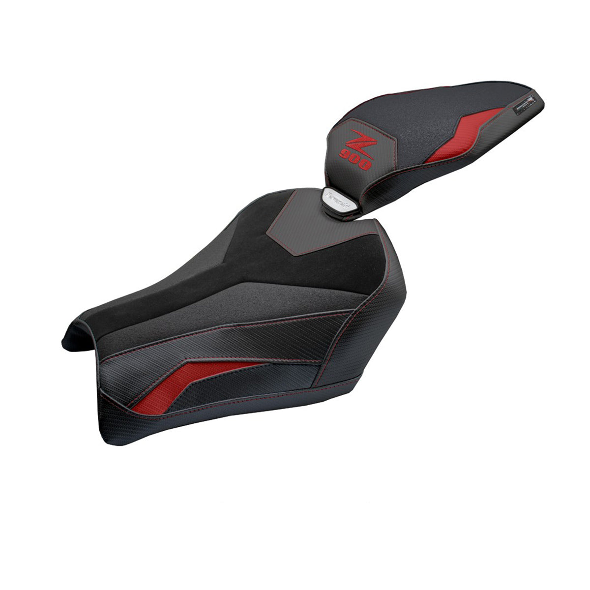 Funda de asiento Kawasaki Z900 2025 Tappezzeria Italia TPZ Velvet Ultragrip Rojo Negro