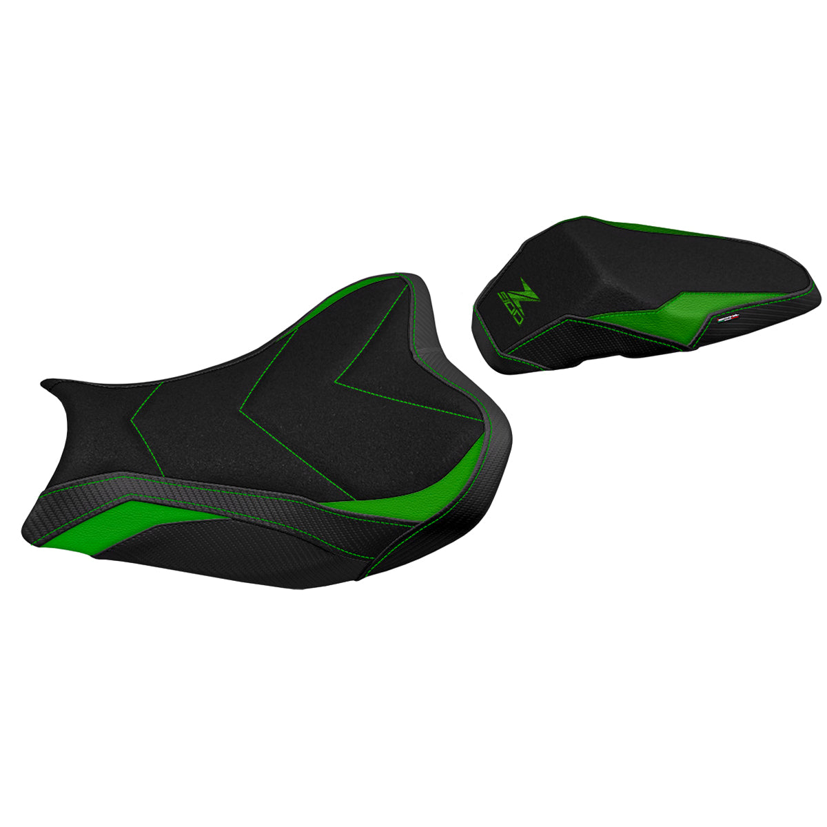 Funda de asiento Kawasaki Z900 2017-2024 Tappezzeria Italia TPZ Ultragrip en verde y negro