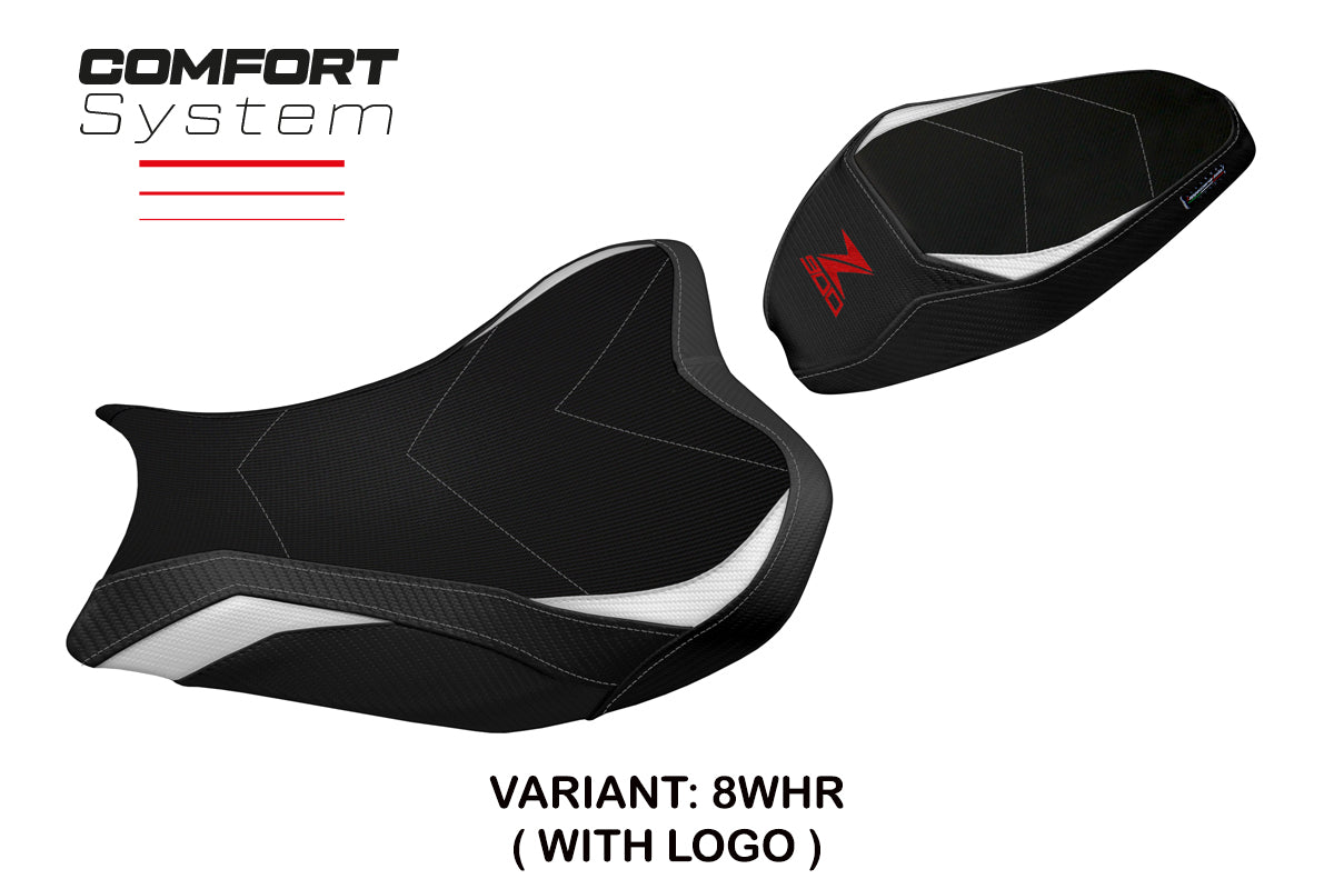 Kawasaki Z900 2017-2024 Seat Cover Tappezzeria Italia TPZ Comfort in White Red and Black