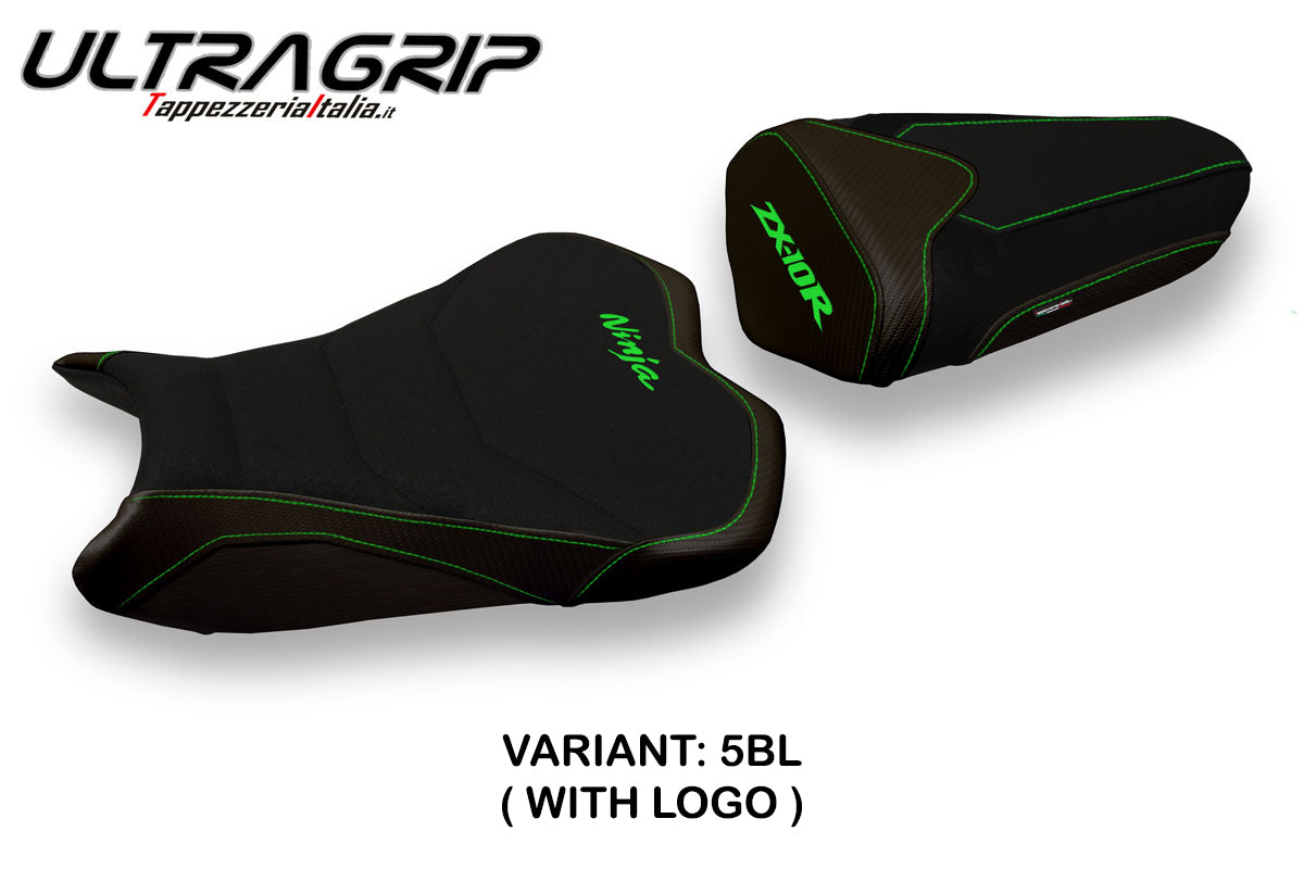 Funda de asiento Kawasaki Ninja ZX10R 2008-2010 Tappezzeria Italia TPZ Ultragrip en negro