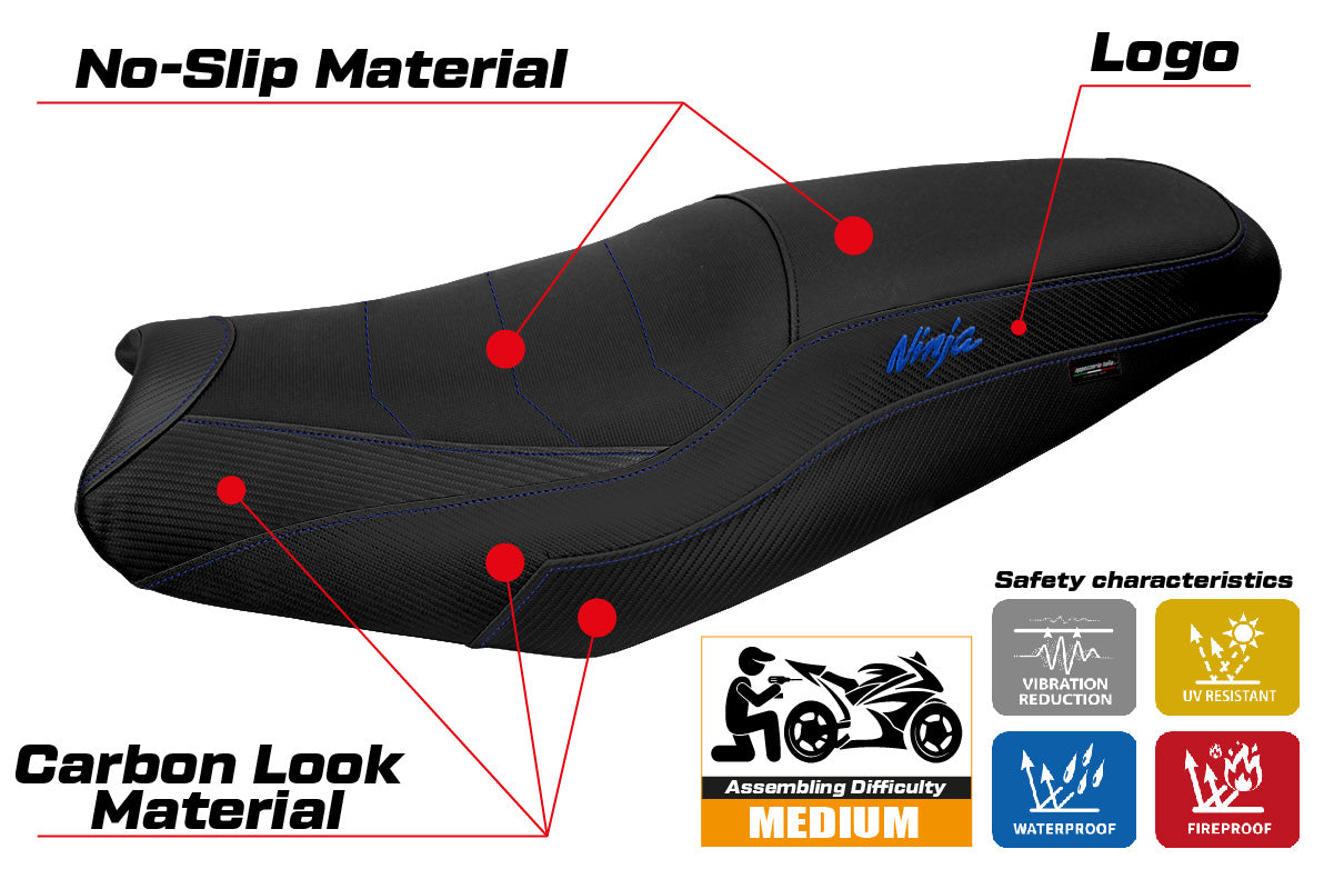 Kawasaki ZX14R 2012-2024 Seat Cover Tappezzeria Italia TPZ Blue Black