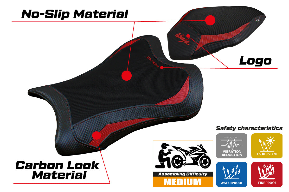 Kawasaki Ninja ZX10R 2021-2025 Seat Cover Tappezzeria Italia TPZ in Red and Black