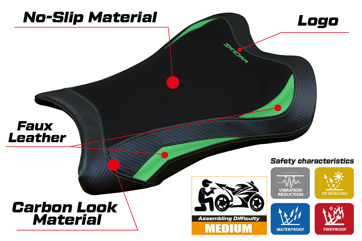 Kawasaki Ninja ZX10RR 2021-2025 Seat Cover Tappezzeria Italia TPZ in Green and Black
