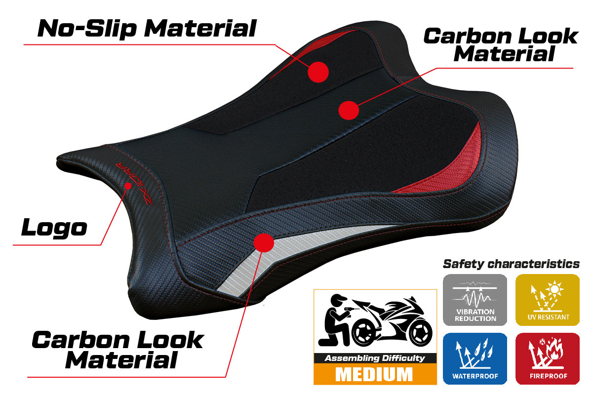 Kawasaki Ninja ZX10RR 2021-2025 Seat Cover Tappezzeria Italia TPZ Ultragrip in Red and White