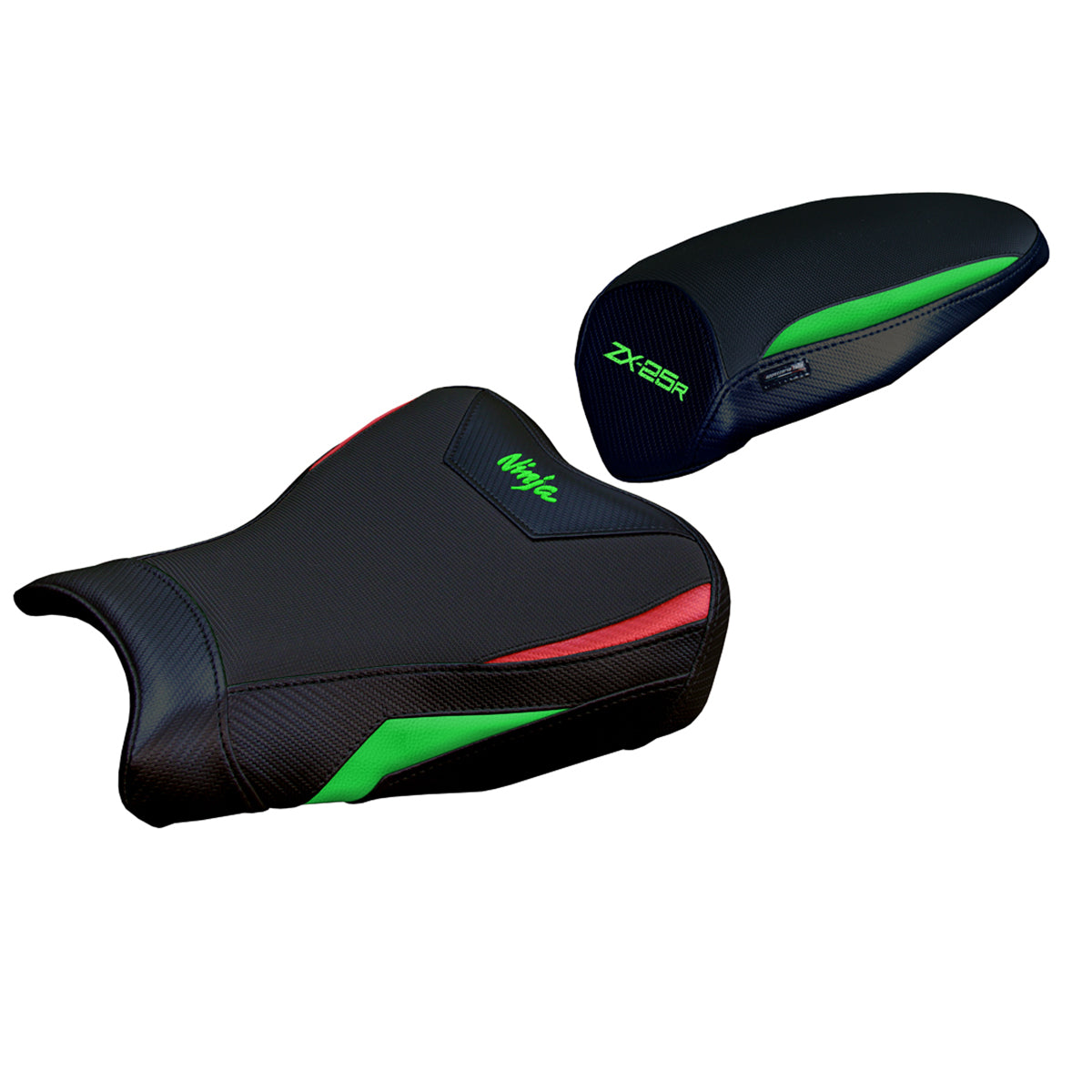 Funda de asiento Kawasaki ZX25R 2020-2025 Tappezzeria Italia TPZ en verde, rojo y negro