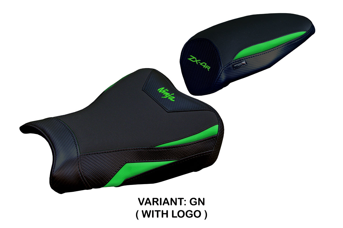Funda de asiento Kawasaki ZX4R 2023-2025 Tappezzeria Italia TPZ en verde y negro