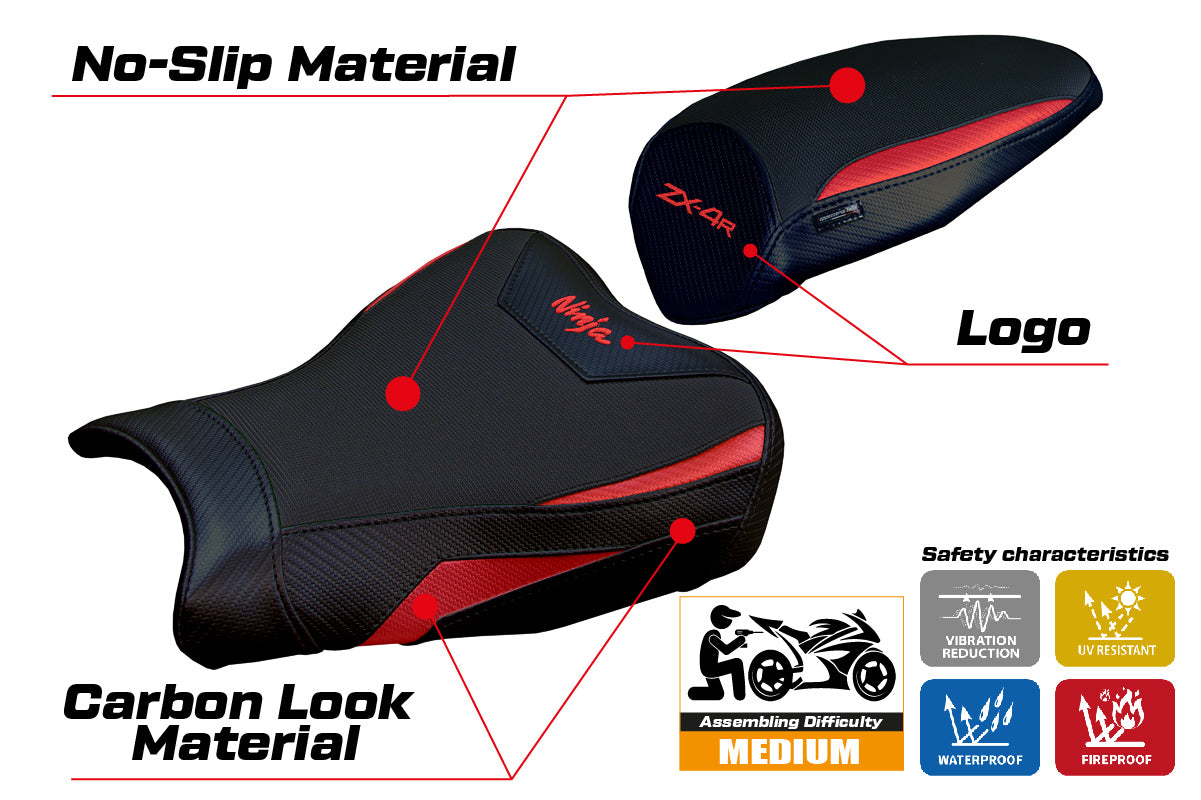 Kawasaki ZX4R 2023-2025 Seat Cover Tappezzeria Italia TPZ in Red and Black