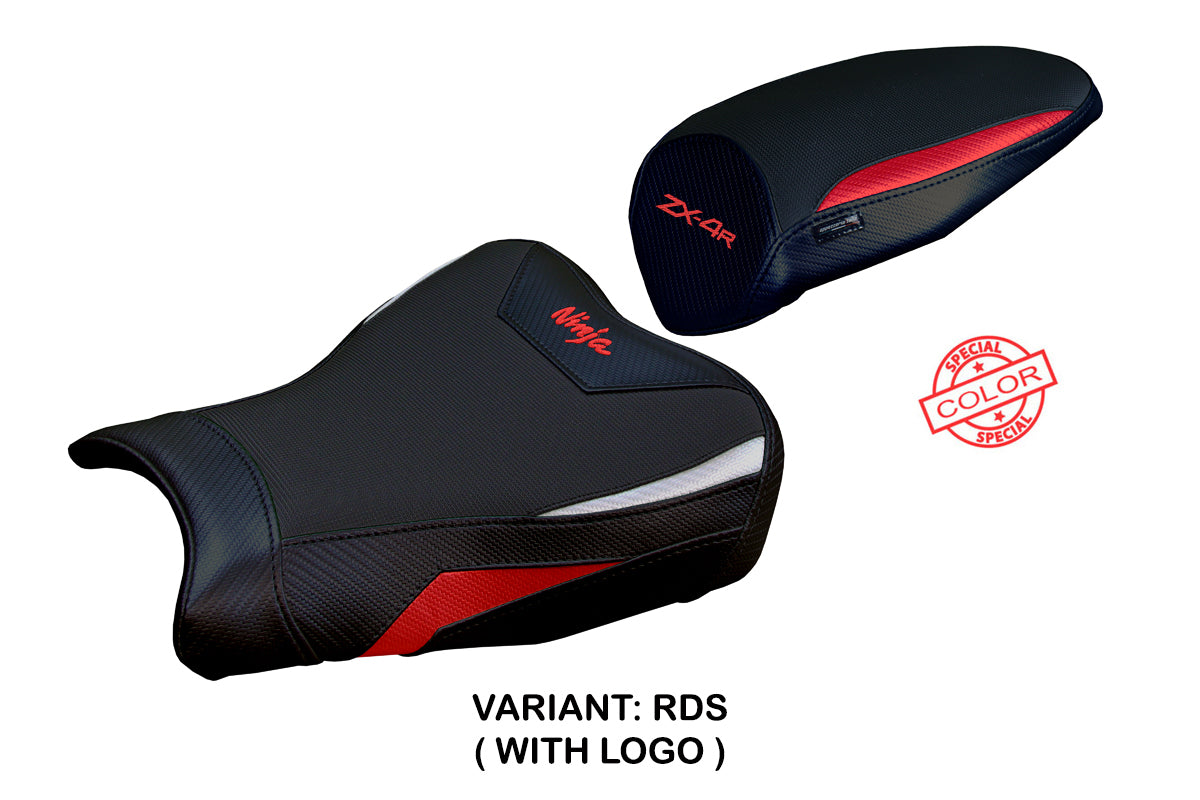 Funda de asiento Kawasaki ZX4R 2023-2025 Tappezzeria Italia TPZ en rojo, plata y negro
