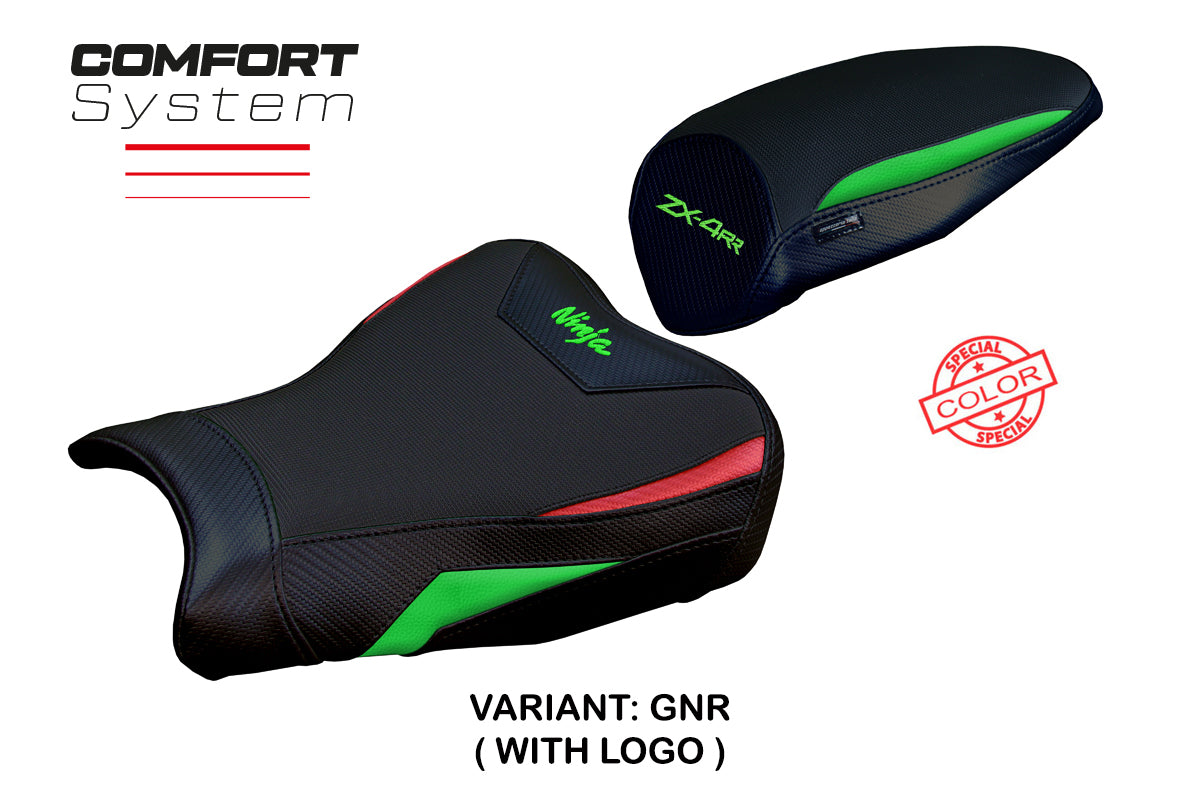 Funda de asiento Kawasaki ZX4RR 2023-2025 Tappezzeria Italia TPZ Comfort en verde, rojo y negro