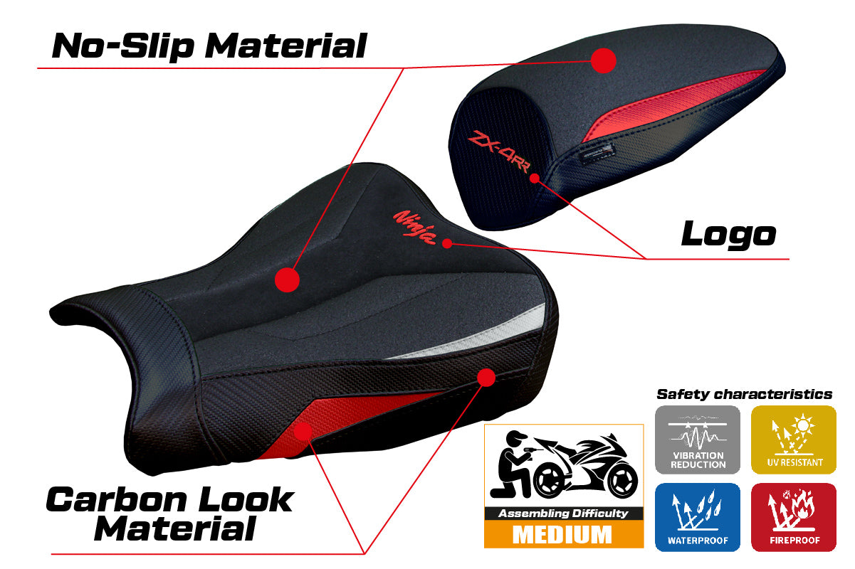 Kawasaki ZX4RR 2023-2025 Seat Cover Tappezzeria Italia TPZ Ultragrip in Red Silver and Black