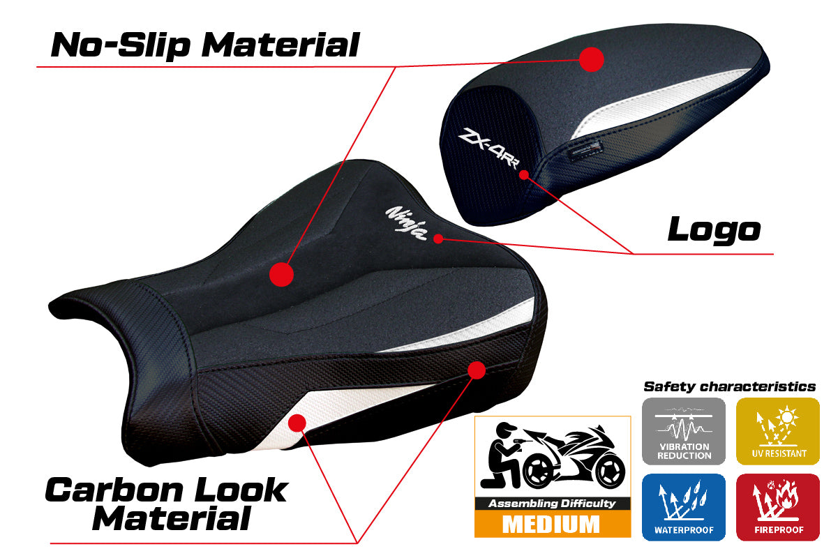 Kawasaki ZX4RR 2023-2025 Seat Cover Tappezzeria Italia TPZ Ultragrip in White and Black