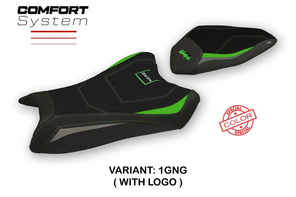 Kawasaki Ninja ZX6R 2019-2026 Seat Cover TPZ Italia Comfort Green Grey