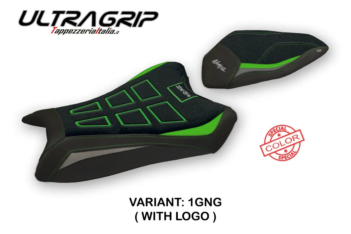 Kawasaki Ninja ZX6R 2019-2026 Seat Cover TPZ Italia Ultragrip Green Grey