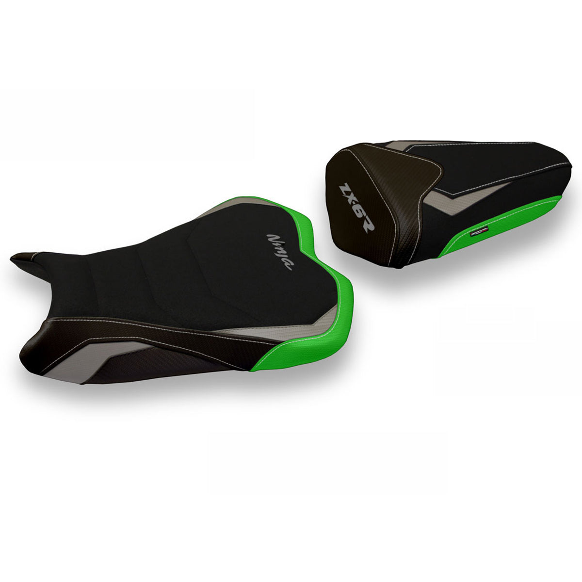 Kawasaki Ninja ZX6R 2009-2012 Seat Cover Tappezzeria Italia TPZ Ultragrip in Grey and Green