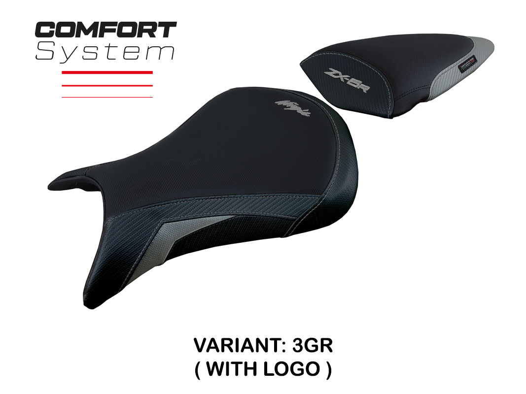 Funda de asiento Kawasaki Ninja ZX6R 2007-2008 Tappezzeria Italia TPZ Comfort en naranja y negro