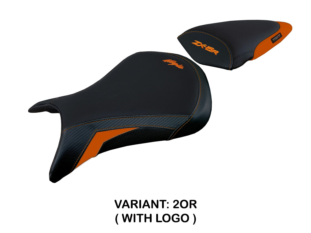 Kawasaki Ninja ZX6R 2005 2006 Seat Cover Tappezzeria Italia TPZ in Orange and Black