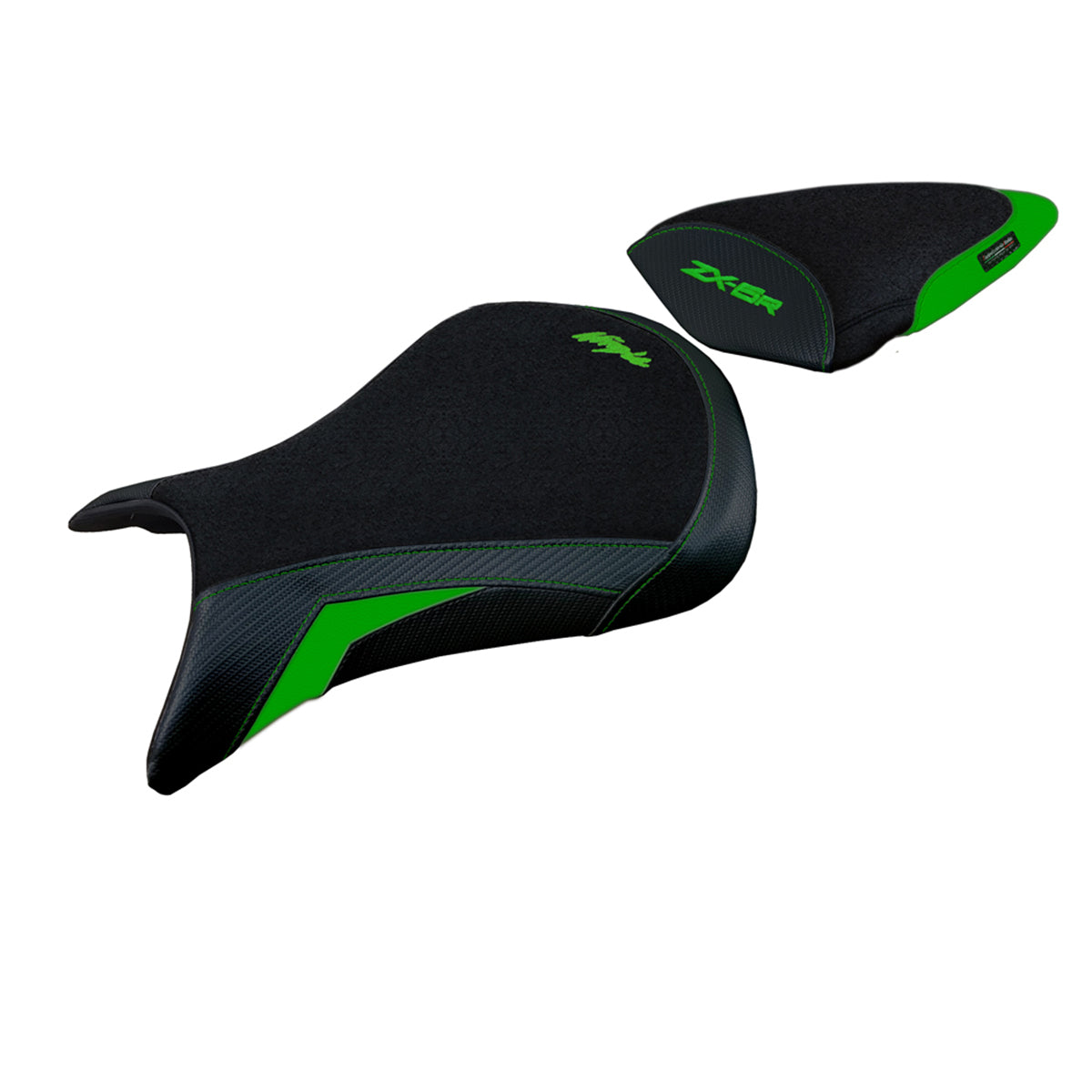 Kawasaki Ninja ZX6R 2005 2006 Seat Cover Tappezzeria Italia TPZ Ultragrip in Green and Black