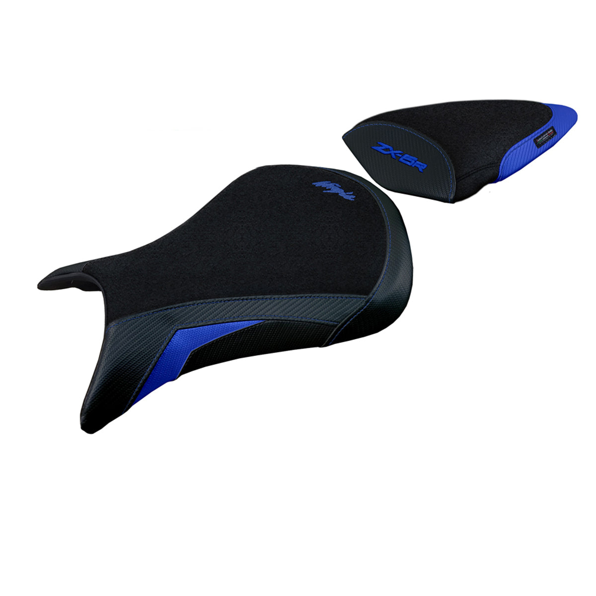Kawasaki Ninja ZX6R 2005 2006 Seat Cover Tappezzeria Italia TPZ Ultragrip in Blue and Black